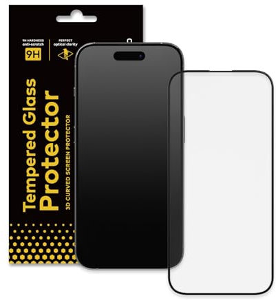 RhinoShield Displayschutz kompatibel mit [iPhone 15 Pro] | 9H 3D Gebogenes Edge to Edge Glas - Vollständige Abdeckung - Klarer & kratzfester Displayschutz
