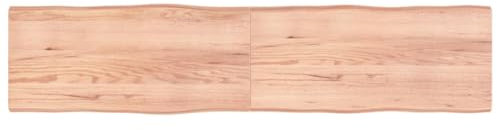 vidaXL Tischplatte, Holzplatte für Tisch Esstisch Couchtisch, Massivholzplatte Handgefertigt mit Baumkante, Ersatztischplatte Scharnierdesign, Hellbraun 220x50x(2-4) cm Massivholz Behandelt