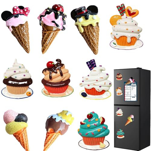 MZSX Dekorative Kühlschrankmagnete, 3D Lebensmittel Harz Lebensmittel Magnete, Kinderzeichnung, magnetische Whiteboard, Foto, Karte, Büro Magnete, Home Dekoration, 10Pcs