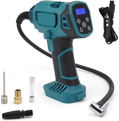 Akku Kompressor Für Makita 18v, 130PSI Elektrische Luftpumpe Autokompressor, LED Digitaler Druckanzeige, Auto-Off Funktion, Ideal Für Für Fahrrad/Auto/Ball (A)
