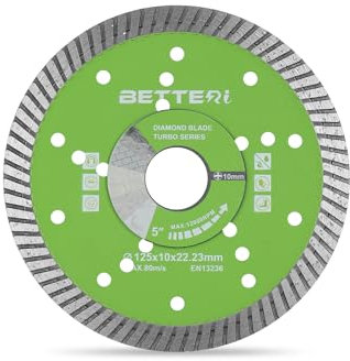BETTERI Diamanttrennscheibe 125mm x 22,23 mm, Diamant-Trennscheibe zum Trennen von Fliesen, Beton, Stein, Ziegel, Mauerwerk, Block, Industriequalität Diamantscheibe für Trennschneider