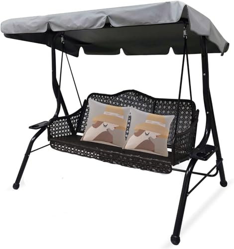 Zixrmor Hollywoodschaukel Dachbezug Grau Wasserdicht ， Universal Ersatzdach Gartenschaukel,3 Sitzer Hollywoodschaukel Ersatzdach (164 * 114 * 15)