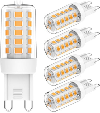 AGOTD G9 LED Dimmbar, Warmweiß 2700K 5er Pack, 4W LED-Leuchtmittel Ersetzt 40W Halogen Lampe, Kein Flackern Glühbirne, AC 220-240V Birne Enegiesparende