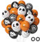 Halloween Luftballons Orange Schwarz Weiß 50 Stück 12 zoll Sipeayan Latex Ballons Halloween Deko Innen Helium Luftballons Bedruckt mit Kürbis Geist Totenköpfen HAPPY HALLOWEEN