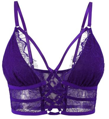 Buitifo Reggiseno da Donna Cami Criss Cross Ciglia Crop Top Reggiseno Sexy Gilet Bralette Busiter Lingerie(Viola,L)