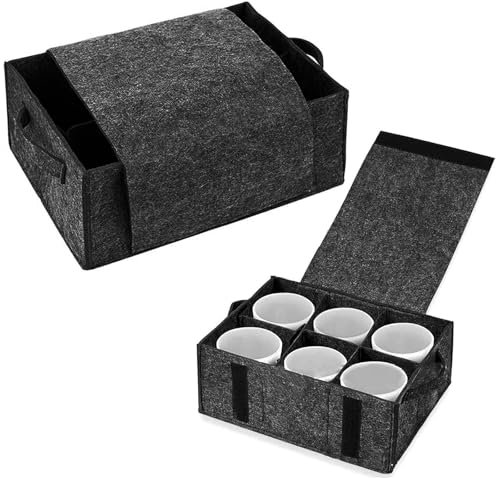 SHMSHNG Tassenhalter Wohnmobil, Stauraum für 6 Tassen, Camping Organizer, Aufbewahrung für Wohnwagen, Boot, Mobile Küche (1 Stück, Dunkelgrau)