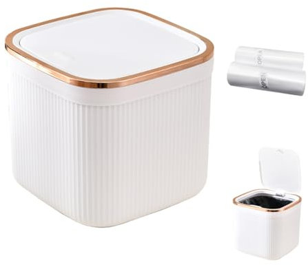 ZMREN Mini Poubelle De Bureau avec Couvercle, Mini Poubelle de Table avec Couvercle 3L, Petite Poubelle Cuisine, Mini Poubelle Plastique pour Cuisine, Chambre, Salle de Bain, Bureau