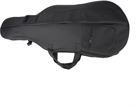 Hasaller Borsa per violoncello di grande capacità, imbottita, con tasca laterale, borsa per violoncello, borsa per il trasporto, valigia, zaino, custodia per violoncello con tracolla, colore nero