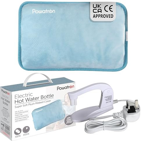 POWATRON Rechargeable Electric Hot Water Bottle Soft & Cosy Hand Body Warmer Massaging Heat Pad Prefilled Over-Heat Protection Portable Heating Pad For Pain Relief Cramps Sore Muscles Arthritis Relief