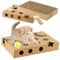 GEEZY Cardboard Cat Scratcher And Interactive Puzzle Box With Catnip and Cat Ball Toy - Cat Scratching Board Cat Accessories For Indoor Cats Kitten Essentials Cat Cardboard Scratcher