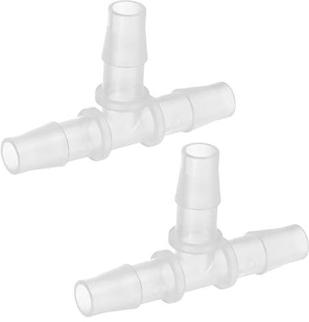 PATIKIL Raccordo Portagomma T Plastica 3/8 2Pz Raccordo T Uguale Forma T 3 Vie Giunto Splicer Mender Adattatore Unione Incrocio Diviso Barb per Tubo Aria Acqua Gas, Trasparente