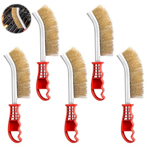 Messingbürste Grill 5 Stück Grillbürste Messing Mehrzweck Messing Drahtbürste Grill Drahtbürste Messing Stahlbürste für die Reinigung von Schweißschlacken und Rost und Grillrückstände