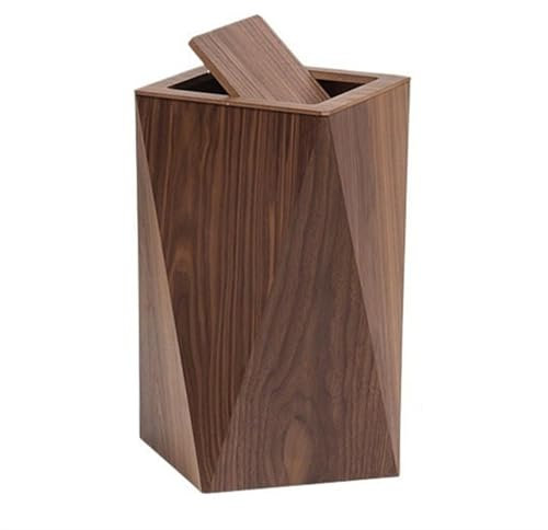 lskdnrufh Bote de Basura Papelera creativa con forma de rombo y tapa, papelera de madera con tapa abatible y cubo interior for sala de estar, dormitorio y baño Papelera(Brown,Small)