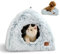 CATISM Katzenhöhle Katzenbett Katzenhaus Kuschelhöhle 45x45cm, 2 in 1 Faltbar Waschbar Bequemer Katzenschlafplatz für Katzen Kätzchen Welpen mit Abnehmbarem Katzenkopfkissen (Grau)