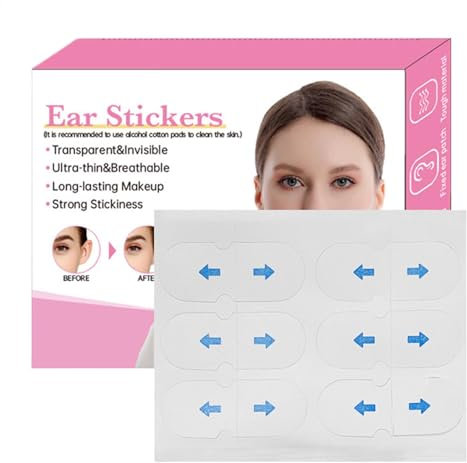 Pegatinas impermeables para las orejas, parches de soporte de lóbulo de oreja de doble cara Iinvisible, corrector estético de oídos, calcomanías de fijación trasera con adhesivo fuerte para corrección