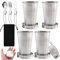 4 bicchieri pieghevoli in acciaio inox, 75 ml, pieghevoli, in acciaio inox, con cucchiaio, pieghevole, da campeggio, pieghevole, portatili, per picnic, escursionismo