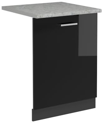 Vicco Panel Frontal del lavavajillas R-Line, Negro Brillo Intenso, 60 cm, ET Mármol