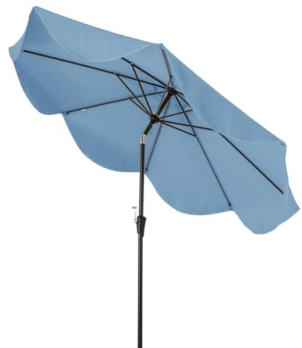 RELAX4LIFE 280 cm Sonnenschirm, Gartenschirm mit Kurbel & Volant, Marktschirm beidseitig um 25° knickbar, Terrassenschirm UV-Schutz, Kurbelschirm mit 8 Rippen für Balkon, Garten, Terrasse (Blau)
