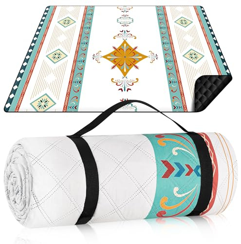Zouway Coperta da Picnic Impermeabile 200x200cm, Coperta da Spiaggia Senza Sabbia XXL per 4-6 Persone, Coperta da Campeggio Leggera e Portatile Pieghevole per Spiaggia, Picnic e Campeggio (Verde)