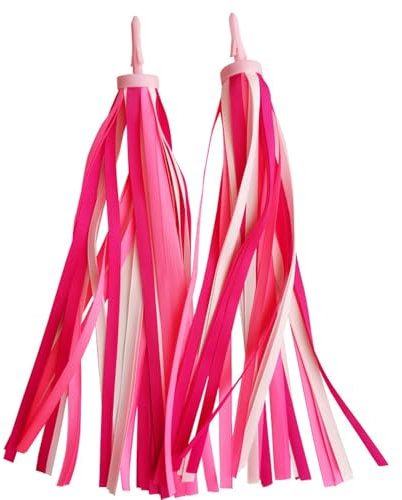 Rockreyoa 1 Paar Lenker Quasten Kinder Fahrrad Luftschlangen Deko Fahrrad Streamer Lenkerfransen Streamer Lenkerfransen Kinderfahrrad Lenker Roller Quasten Dekoration Bändchen Rosa Verlauf