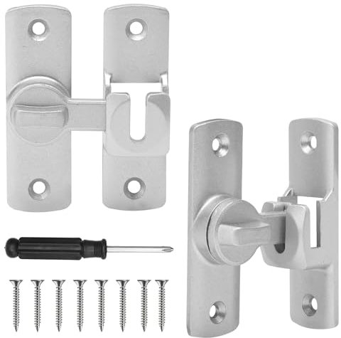 APOMOONS Cerrojo Puerta Cerradura con Destornillador Phillips Corredera Interior Bloqueable Por Ambos Lados Exterior Cerrojo Puerta Ventana Corredero Pequeño Cerradura para Baño Aseo Dormitorio