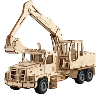 Jixin Xyzhi 3D Planierraupen Bausatz Holz-Modellbau-Set,Holz Bausatz 3D Puzzle, DIY Holzpuzzle mit Gummireifen, 177PCS,Gifts for Boys and Girls 6+ Years Old