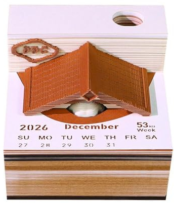 Kalender 2026 Tischkalender 3D Niedlicher Hund Abreißkalender Papier Schnitzen Notizblock Memo Geschenkblock Einweihungsfeier für Weihnachten