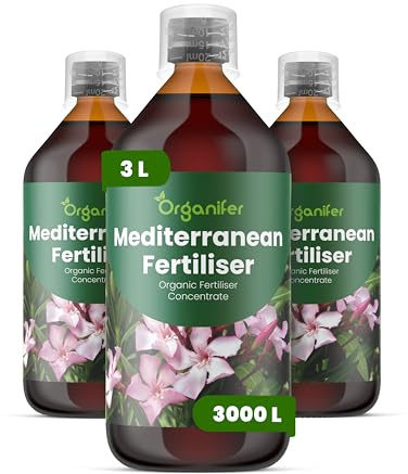 Mediterranean Pflanzen Flüssigdünger - 3x1L - NPK 3-4-3 | Für Blüte Und Fruchtbildung - Organifer