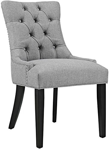Modway Regent Button Tufted Upholstered Fabric Dining Chair in Light Gray
