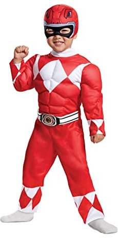 Disguise Offizielles Power Rangers Kostüm Kinder Rot Kleinkind, Karneval Kostüm Kleinkinder Ranger Faschingskostum Geburstag Superhelden Kostum fur Kleinkind Jungen Powerrangerskostüm