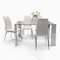 Homely | Conjunto Comedor Karina II | Mesa + 4 Sillas de Polipiel | Mesa Cristal y Acero Pulido | Sillas Acolchadas y Ergonómicas | Patas Acero Cromado | Color Blanco | Medidas 140x90 cm