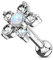 Tapsi´s Coolbodyart® Ohr Cartilage Tragus Barbell 14 Karat Weißgold Blume Zirkonia/Opal