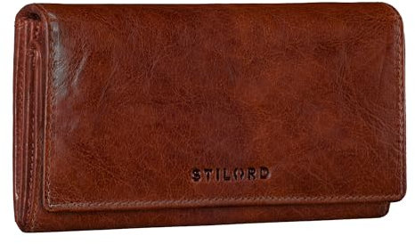STILORD Damen-Geldbörse aus Leder braun - Frauen-Geldbeutel mit RFID & NFC Schutz - Vintage Portmonnaie aus Echtleder + Geschenkbox 'Marquesa'