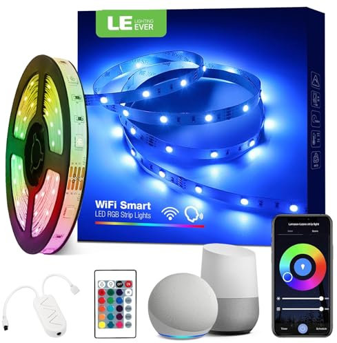 Lepro Alexa LED Strip Light 5m, Smart WiFi App Control RGB LED Strip, 150 LEDs Light Strip with Remote, Works with Alexa and Google Home, Flexible LED Lights for Bedroom Party Kitchen