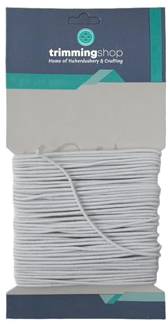 Trimming Shop Fil à Coudre à Bande élastique Blanche de 1 mm de Large pour froncements, Cordon Extensible de 10 mètres, Cordon élastique pour vêtements, Fabrication de Bijoux et projets de Bricolage