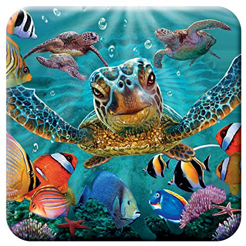 3D LiveLife Posavasos de Corcho - Burbujitas de Deluxebase. Posavasos de Corcho de Tortuga Marina Lenticular 3D, con Ilustraciones Originales con Licencia del reconocido Artista Steve Sundram