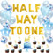 Half Birthday Dekorationen für Boy Blue auf halbem Weg zu einem Ballon Banner 6 Monate 1/2 Cake Toppers Party Supplies