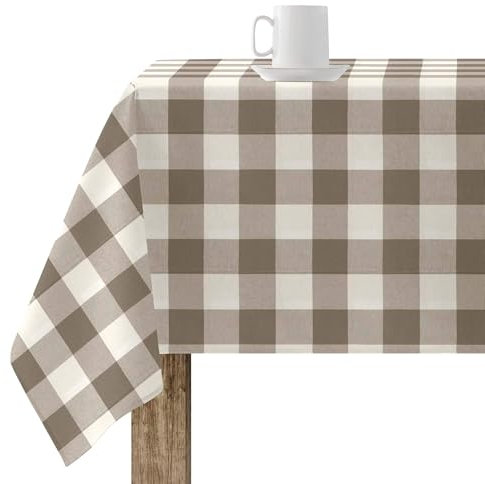 Belum Tischdecke aus Harz, fleckenabweisend, 550-04, kariert, Vichy-Größe, 200 x 155 cm, fleckenabweisende Tischdecke, Vichy-Braun, Tischdecke aus 100% Bio-Baumwolle