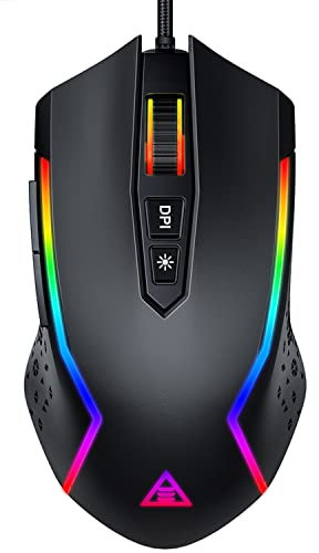 EKSA RGB Gaming Mouse Wired, PC Gaming Mice with 8000 DPI, 7 Programmable Buttons, Chroma RGB Backlit, 6 DPI Adjustment Levels Computer Mouse for PC/Mac/Laptop Gamer