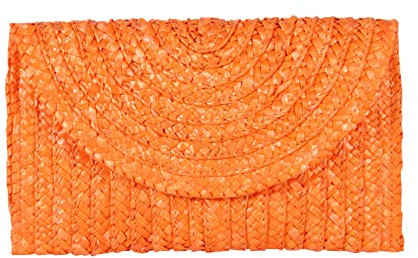 EVEOUT Women's Woven Straw Handbag Summer Clutches Purse Beach Vacation Bag Orange