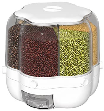 Arroz Y Cereales Giratorio 6 Rejillas, Contenedor Almacenamiento Transparente Alimentos, Comida, Café, Té Y Azúcar - Alimentos Sellado -Click para Cocina