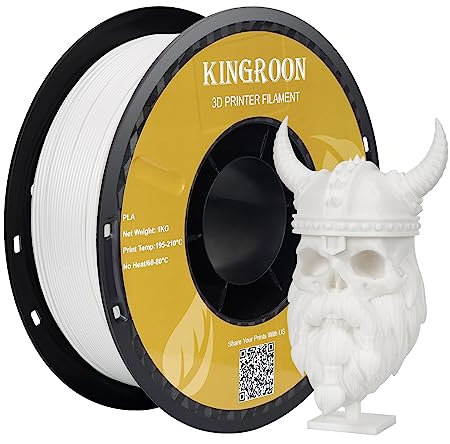 kingroon 3D Printer Filament PLA 3D-Druckerfilament,… (Polymilchsäure, PLA Weiß)