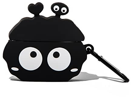 Airpods Pro Hülle Silikon, FainFun Airpods Pro Case mit AirPods Pro 2019, Hülle für Airpods Pro, Nicht Leicht zu Verformen, Voller Schutz Airpods Pro Hülle Cute Design(Karabiner, Schwarz)