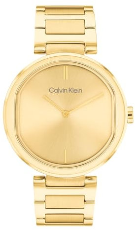 Calvin Klein Analog Quarzuhr für Damen Kollektion CK Sensation mit Goldfarben Edelstahlarmband - 25200252