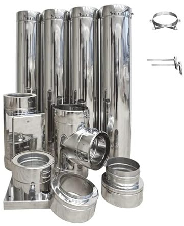 Sanvo Doppelwandiger Edelstahlschornstein Typ DW-Neo 150 - Höhe ca.6 Meter
