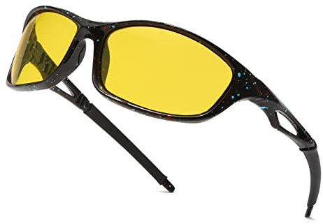 Long Keeper Nachtsichtbrille Autofahrer Sport, Nachtfahrbrille Anti-Blend Sonnenbrille Gelb für Herren Damen Nachtbrille zum Autofahren Sportbrille UV Schut