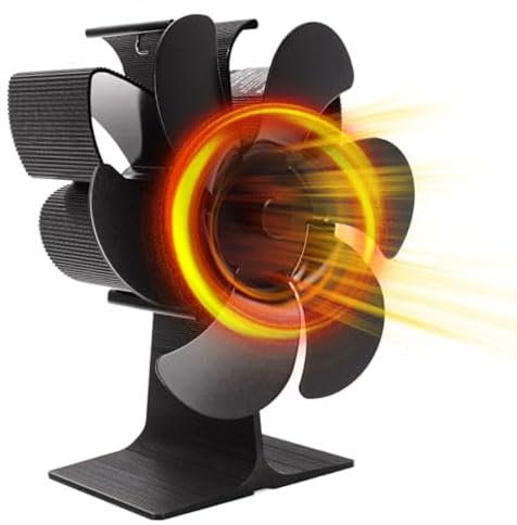 WuYan Ventilador de estufa de leña, ventilador de chimenea de 6 piezas, sin uso de electricidad, funcionamiento silencioso, distribución eficiente del calor ecológica para estufas de leña y chimeneas