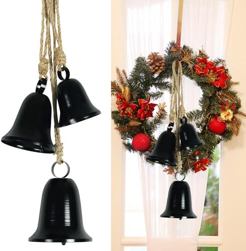 Kuhglocke 3er Set Weihnachten Kuh Glocken Rustikale Vintage Glückskuhglocke Handgemachte Harmonie Riesige Weihnachtsdekoration Glocke Antik Gold Messing Wandbehang Glocke Landhausstil Glocke Ornamente