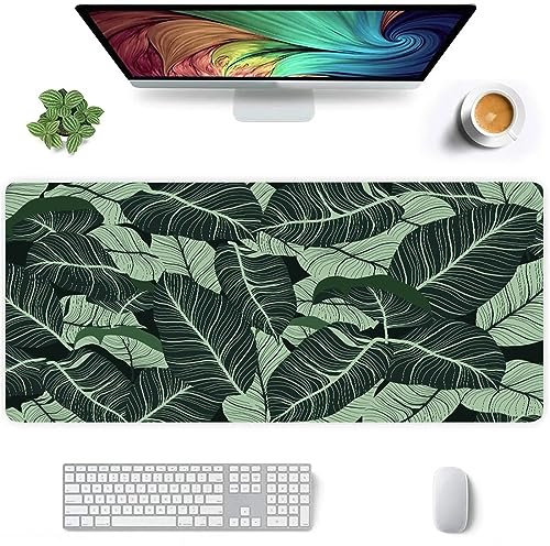 Mauspads Tropische Grüne Blätter Gaming Mauspad XXL 600x300x4mm Mousepad Großes Tischunterlage Computer Zubehör Rutschfest Schreibtischunterlage Waschbar Widerstandsfähig für Büro Laptop Tisch