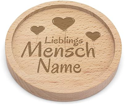 PrintPlanet® - Personalisierter Holz-Untersetzer mit Gravur - Untersetzer mit Namen personalisiert - Motiv: Lieblings Mensch